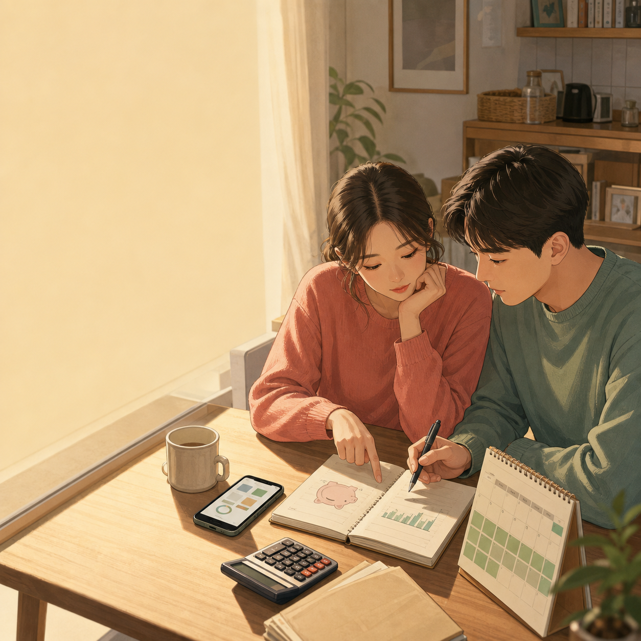 청년미래적금의 월 납입액과 정부기여금을 설명하는 현실적인 애니메이션 이미지